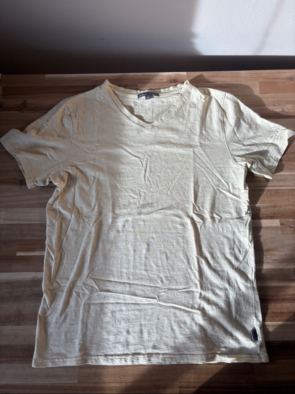 Threads 4 Thought Men's V-Neck T-Shirt in Pale Yellow